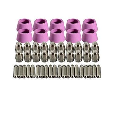 Imagem de Qiang Han 40 peças Inversor DC Air Plasma Cutter AG-60 Tocha de Corte/Cabeça de Pistola Consumível CUT40/50/60A Pontas Eletrodos Groove Shiled Cups