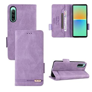 Imagem de capa de proteção contra queda de celular Para Sony Xperia 10 IV Coloque magnético Flip Flip Leather Case