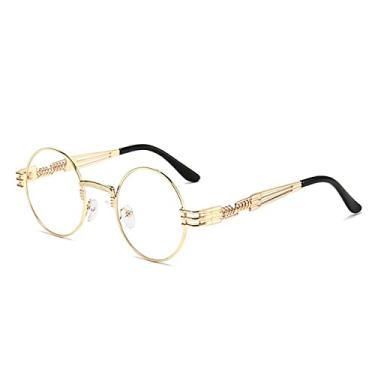 Imagem de Óculos de sol feminino moldura redonda uv400 tons vintage masculino óculos proteção solar ao ar livre óculos de sol multicoloridos, C4 transparente, China