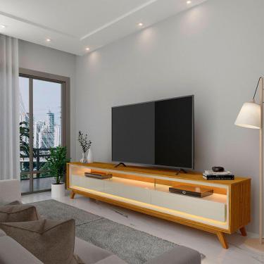 Imagem de Rack para TV com LED Requinte 212 Naturale Off White - Gelius