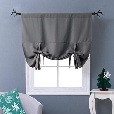 Imagem de NICETOWN Cortina blackout com isolamento térmico – Cortina de banheiro cinza para janela pequena, cortina de balão de janela (painel de bolso para varão, 116 cm L x 160 cm C)