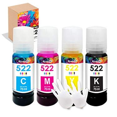 Imagem de Refil de frasco de tinta compatível com Koala para 522 T522 compatível com impressora Epson EcoTank ET-2720 ET-4700 (preto, ciano, magenta, amarelo, pacote com 4)