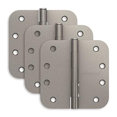Imagem de Schlage Dobradiça de porta de 10 cm com canto redondo de raio de 1,5 cm em níquel acetinado (pacote com 3)