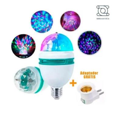 Imagem de Lâmpada Giratória Colorida Led Bola Maluca Rgb + Adaptador