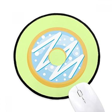 Imagem de Mouse pad de sobremesa de comida doce azul donut tapete redondo para computador