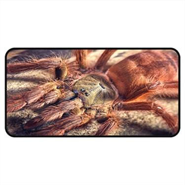 Imagem de Tapetes de cozinha mexicano vermelho joelho tarântula grande aranha área de cozinha tapetes e tapetes antiderrapante tapete de cozinha lavável para chão de cozinha casa escritório pia lavanderia interior exterior 101 x 50 cm