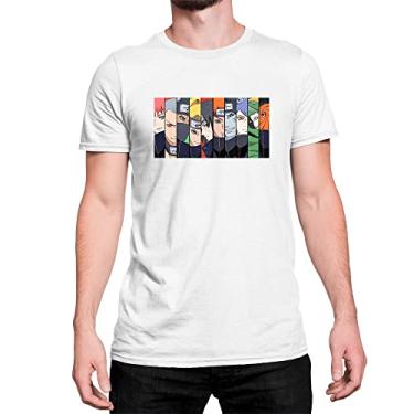 Imagem de Camiseta T-Shirt Anime Naruto Membros Akatsuki Cor:Branco;Tamanho:M;Gênero:Unissex