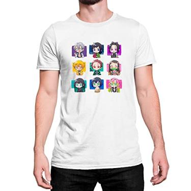 Imagem de Camiseta T-Shirt Demon Slayer Chibi Personagens Cor:Branco;Tamanho:G
