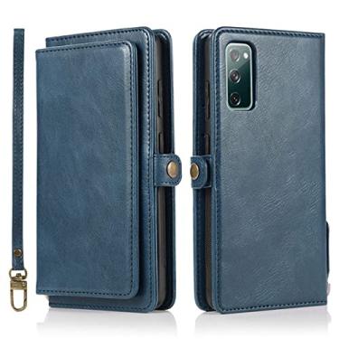 Imagem de Capa carteira de couro flip luxo para Samsung Galaxy S22 S21 S20 FE S10E S9 S8 Note 20 10 9 8 Ultra Plus Lite Card Phone Bag Cover, azul, para Galaxy S21 FE