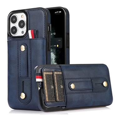Imagem de Capa de telefone de couro de luxo para iPhone 14 13 12 Mini 11 Pro X XS Max XR 8 7 6 6S Plus SE 2020 Carteira Slot para cartão Capa magnética, azul, para iPhone 12Mini