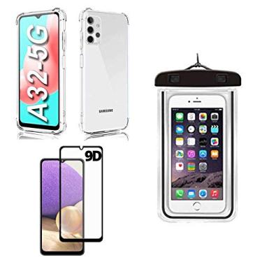 Imagem de Kit Capinha Compatível Samsung Galaxy A32 5g + Capa Prova D água Até 6.5 Polegadas + Película 9D Cobre 100% Tela