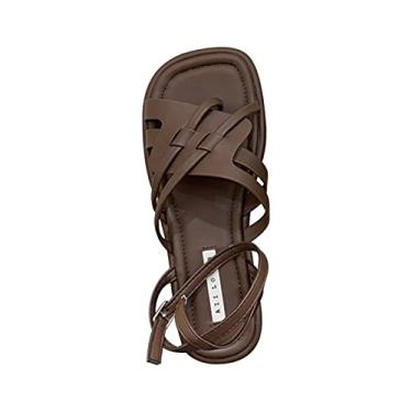 Imagem de Fivela de cinto casual lateral oca plana sapatos romanos sandálias femininas de verão moda sandálias femininas terra sandálias femininas tamanho 10 (café, 7)