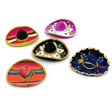 Imagem de Velmex Mini chapéu de feltro mexicano decorativo masculino Fiesta sortido masculino multicolorido 12,7 cm