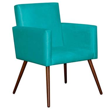 Imagem de Platinum Decor - Poltrona Turquesa para Sala de Estar com Apoio de Braço e Encosto Sólido em Madeira