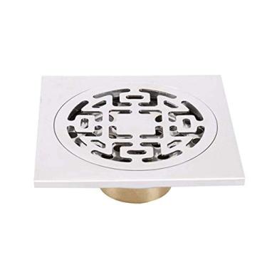 Imagem de Piso de banho ralo espesso anti-odor com tampa removível padrão quadrado todo de cobre filtro invisível Home Hotel Acessórios de banheiro