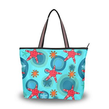 Imagem de ColourLife Bolsa feminina com alça superior abstrata, estrela-do-mar, bolsa de ombro, Multicolorido., Large