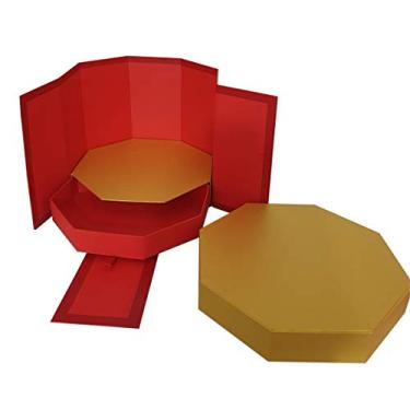 Imagem de Caixa de Presente Cartonada Modelo Cenário Com Gaveta Octogonal Presente Bolo 30x30x25 1 unidade