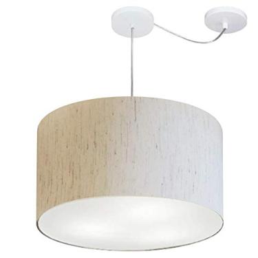 Imagem de Lustre Cilíndrico com Desvio de Centro Cúpula Tecido 60x30, Vivare Iluminação, Pendente4168 LLA, Linho Bege, Grande