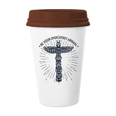 Imagem de Caneca com estampa decorativa de coruja do Egito Antigo Caneca de vidro para beber cerâmica