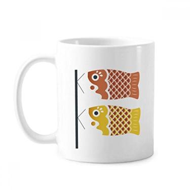 Imagem de Caneca clássica de cerâmica com bandeira de peixe japonesa local com alças 350 ml