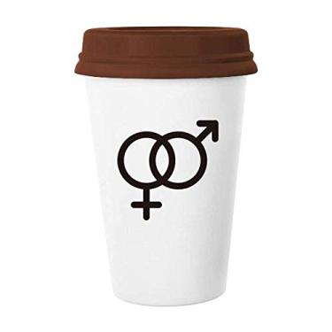 Imagem de Diferença de gênero igualdade entre homens e mulheres, caneca de arco-íris vidro bebendo cerâmica copo tampa