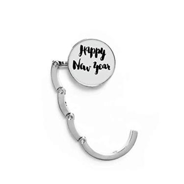 Imagem de Gancho de mesa com citação Happy New Year para escrever à mão, gancho decorativo com fecho dobrável