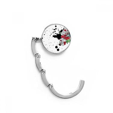 Imagem de Gancho de mesa de peônia, flor com tinta de aquarela, gancho de mesa com fecho decorativo, gancho dobrável