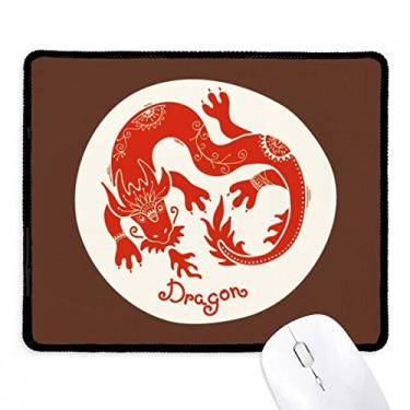 Imagem de Mousepad Year of Dragon Animal China Zodíaco vermelho borda costurada tapete de borracha para jogos