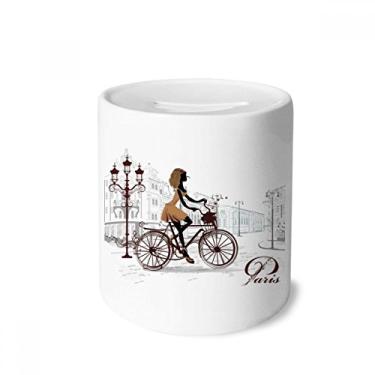 Imagem de DIYthinker Porta-moedas Bicycle Lady France estampa de ilustração caixa de dinheiro cerâmica porta-moedas presente