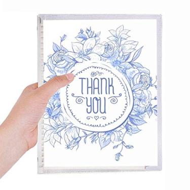 Imagem de Caderno de folhas soltas com estampa de plantas e flores azuis