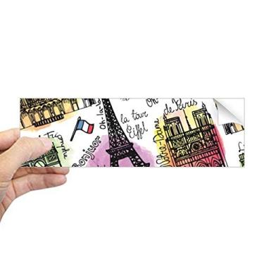 Imagem de DIYthinker Adesivo retangular Building France Torre Eiffel Aquarela para janela Notebook