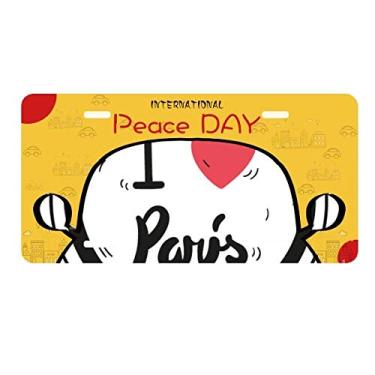 Imagem de DIYthinker Placa de licença com estampa de palavras I Love Paris para decoração de carro, dia da paz