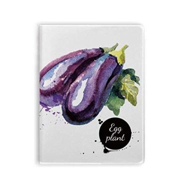 Imagem de Caderno de anotações em aquarela saudável com estampa de berinjela vegetais, capa macia