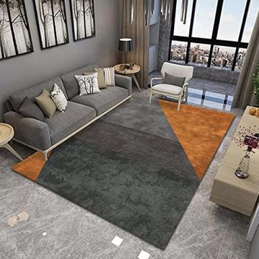 Imagem de jia cool Tapete contemporâneo Boho estilo retrô abstrato para sala de estar, tapetes antiderrapantes para áreas internas/externas, 100 x 200 cm, geométrico-191
