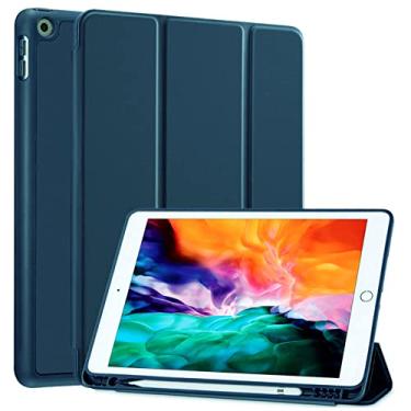Imagem de SIWENGDE Capa para iPad 6ª/5ª Geração 9.7″com Porta Lápis, A1893, A1954, A1822, A1823, Capa Protetora De Suporte Triplo Inteligente De Silicone Macio (Azul Marinho)