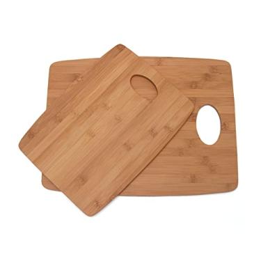 Imagem de Lipper International Tábuas de corte finas de madeira de bambu para cozinha com orifício oval no centro, conjunto de 2 tábuas, 23 cm x 30 cm e 28 cm x 38 cm