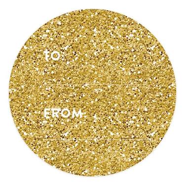 Imagem de Etiquetas de presente da Andaz Press Circle, Gold Glitter Printed Modern, 1