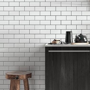 Imagem de Defacile Azulejo Adesivo Lavável Branco Industrial - Rolo de 3m x 50cm - Papel de Parede Vinílico Autocolante Fosco Lavável