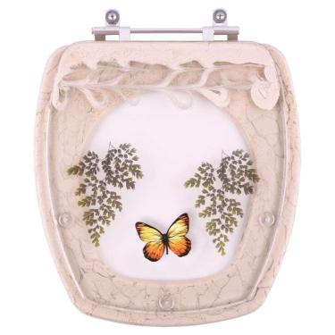 Imagem de Assento Sanitário Poliester Thema Pêssego com Borboleta Amarela para vaso Incepa