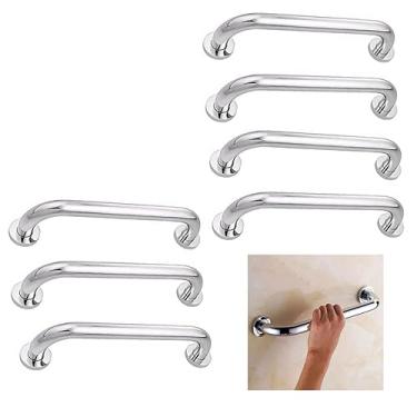 Imagem de Alça de Apoio 30cm Inox Barra Kit 7 Unidades Idoso Box Banheiro Segurança Corredor Acessibilidade Suporte Corrimao