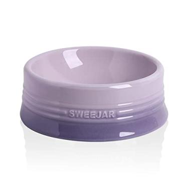 Imagem de SWEEJAR Tigela para cães gradiente, prato de cerâmica para cães grandes e gatos grandes, tigela de porcelana para comida e água 946 ml (roxo gradiente)