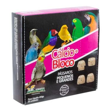 Imagem de Cálcio Bloco Sabor Natural Bica Pedra Grit Mineral Afia Bico Desgasta Lixa Unha Pássaros Caixa com 20 Pedrinhas + Suporte Gaiola Calopsita Canário Periquito
