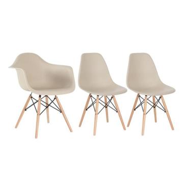 Imagem de Kit 1 Cadeiras Eames Daw Com Braços + 2 Cadeiras Eiffel Dsw