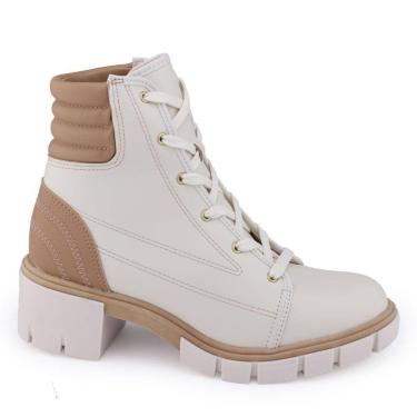 Imagem de Bota Coturno Moleca 5338.107 Off White tratorada cadarço