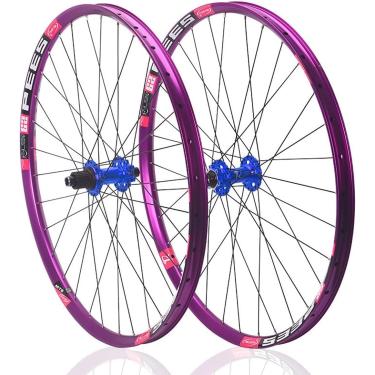 Imagem de Conjunto de rodas de mountain bike 26 27,5 29 polegadas MTB Rodado através do eixo Freio a disco 32H Aro rodas traseiras dianteiras para cassete de velocidade 8/9/10/11/12, azul, 29''