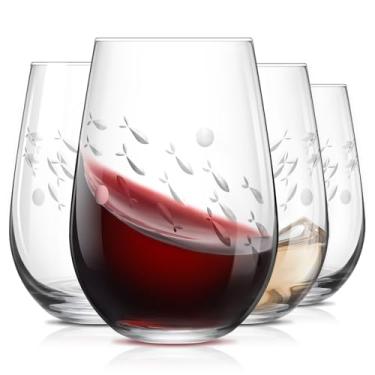 Imagem de SHOSHIN Taça de vinho sem haste, taças de vinho de 532 ml, conjunto de 4, taças de vinho exclusivas de cortadas à mão, taça de vinho de cristal para vinho tinto e branco, presentes feitos à mão para mulheres, homens e amigos