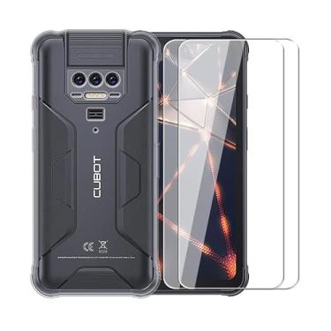 Imagem de WDMYLFTW Capa para Cubot King Kong Power + [2 unidades] Película protetora de tela de vidro temperado - Capa protetora de TPU (transparente) de silicone transparente e flexível à prova de choque