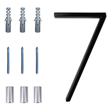 Imagem de Números de casa modernos flutuantes de 12,7 cm, número de endereço residencial de liga de zinco Deamos para fora da casa com acabamento de tinta reflexiva preto, suporte flutuante ou montagem embutida