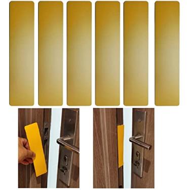 Imagem de Pacote com 6 tiras magnéticas de bloqueio para molduras de porta de ferro, dispositivos de segurança de ímã de alta densidade, tiras magnéticas lisas em camadas de PVC (amarelo com 6 unidades)