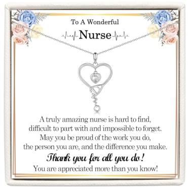 Imagem de ACOGVN Presentes de enfermeira médica para mulheres, colar estetoscópio, presentes para enfermeiras, preceptores, estudantes de enfermagem, assistentes médicos, /, Sem Pedra Preciosa